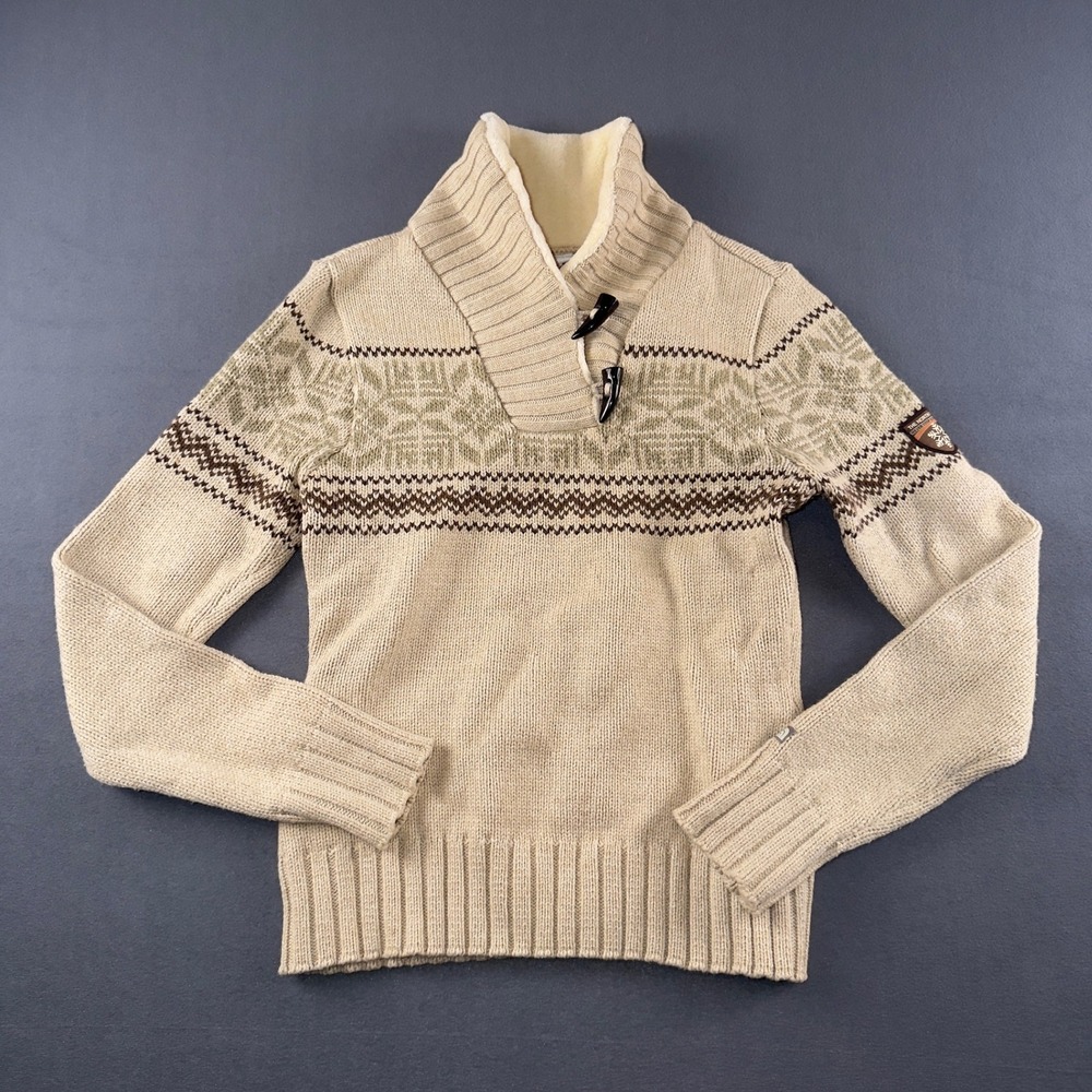 The North Face A5 Series Womens Fair Isle Toggle Shawl Sweater Cream AN9Z S